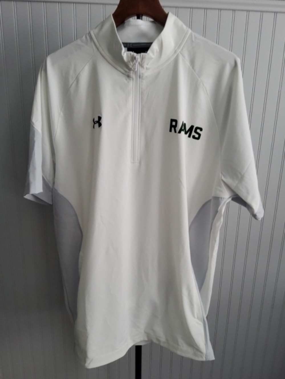 Under Armour White Short-Sleeve Rams Half-Zip Pullover